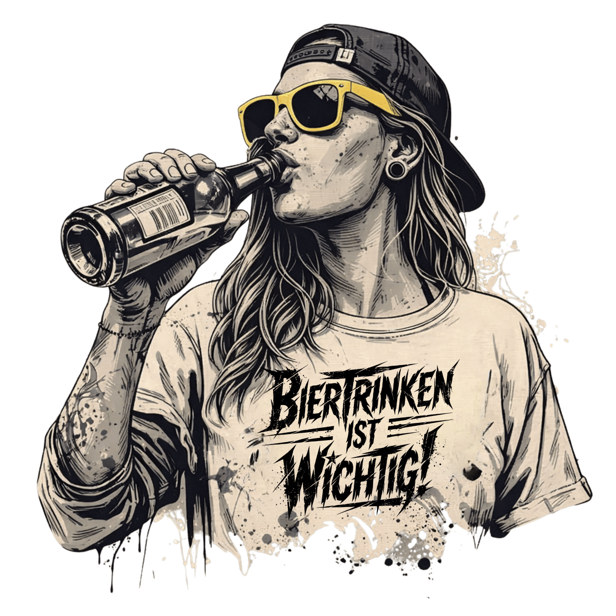 Mädels Hoodie Softstyle®. Biertrinken ist wichtig!
