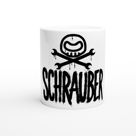 Tasse Weiß. Schrauber. Zweitakt Leidenschaft.