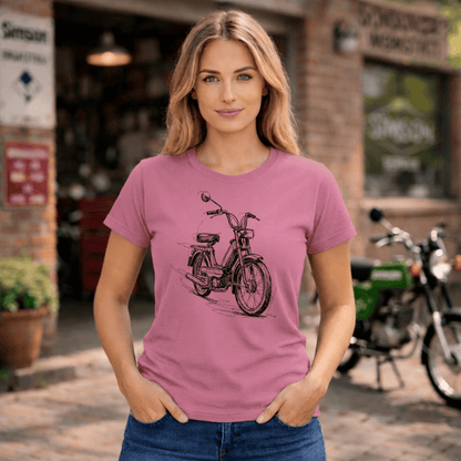 Mädels T-Shirt. Classic Moped Sketch.