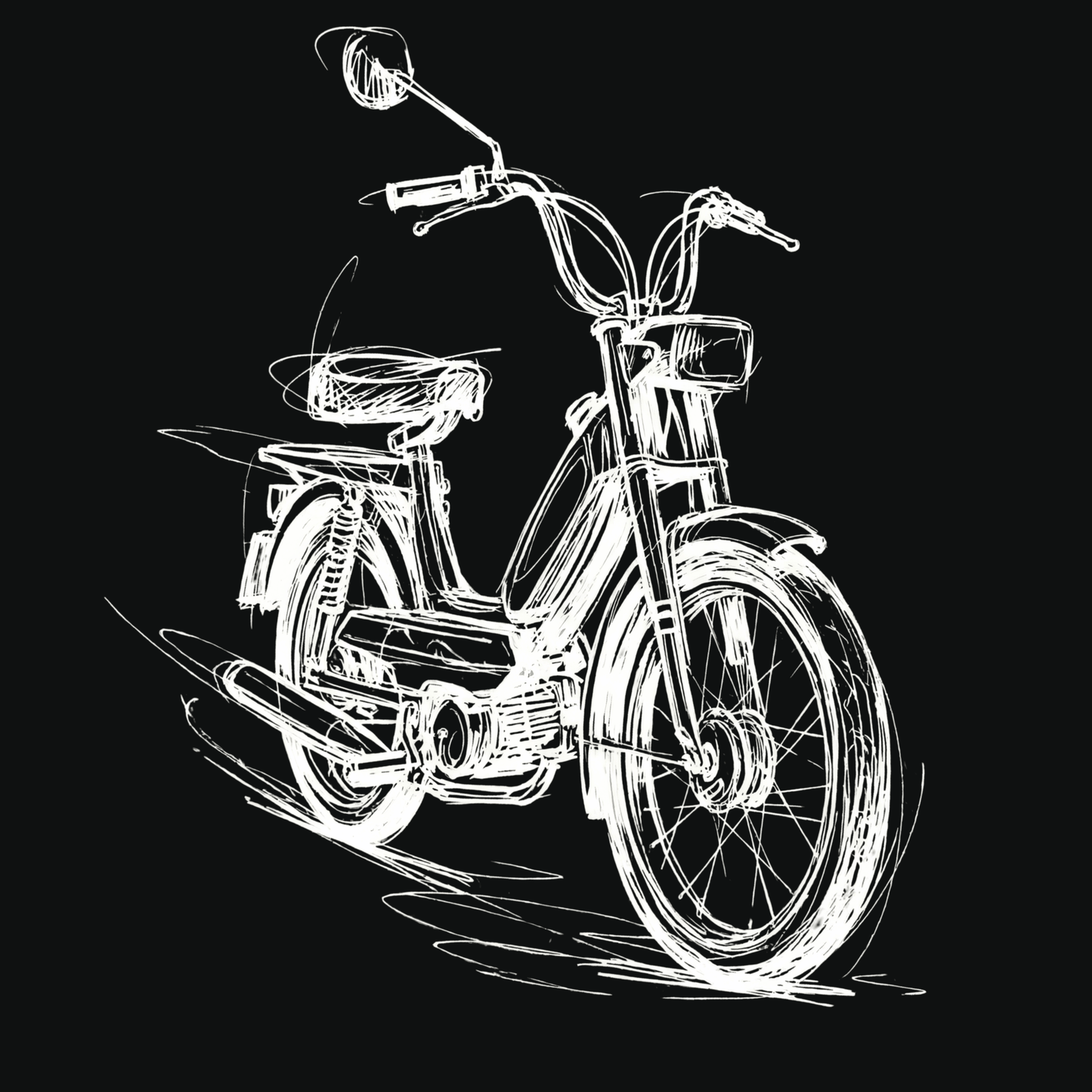 T-Shirt. Classic Moped Sketch.