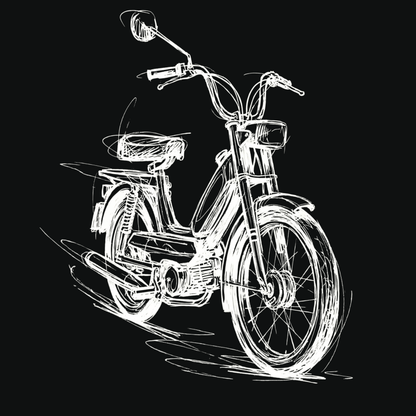 T-Shirt. Classic Moped Sketch.