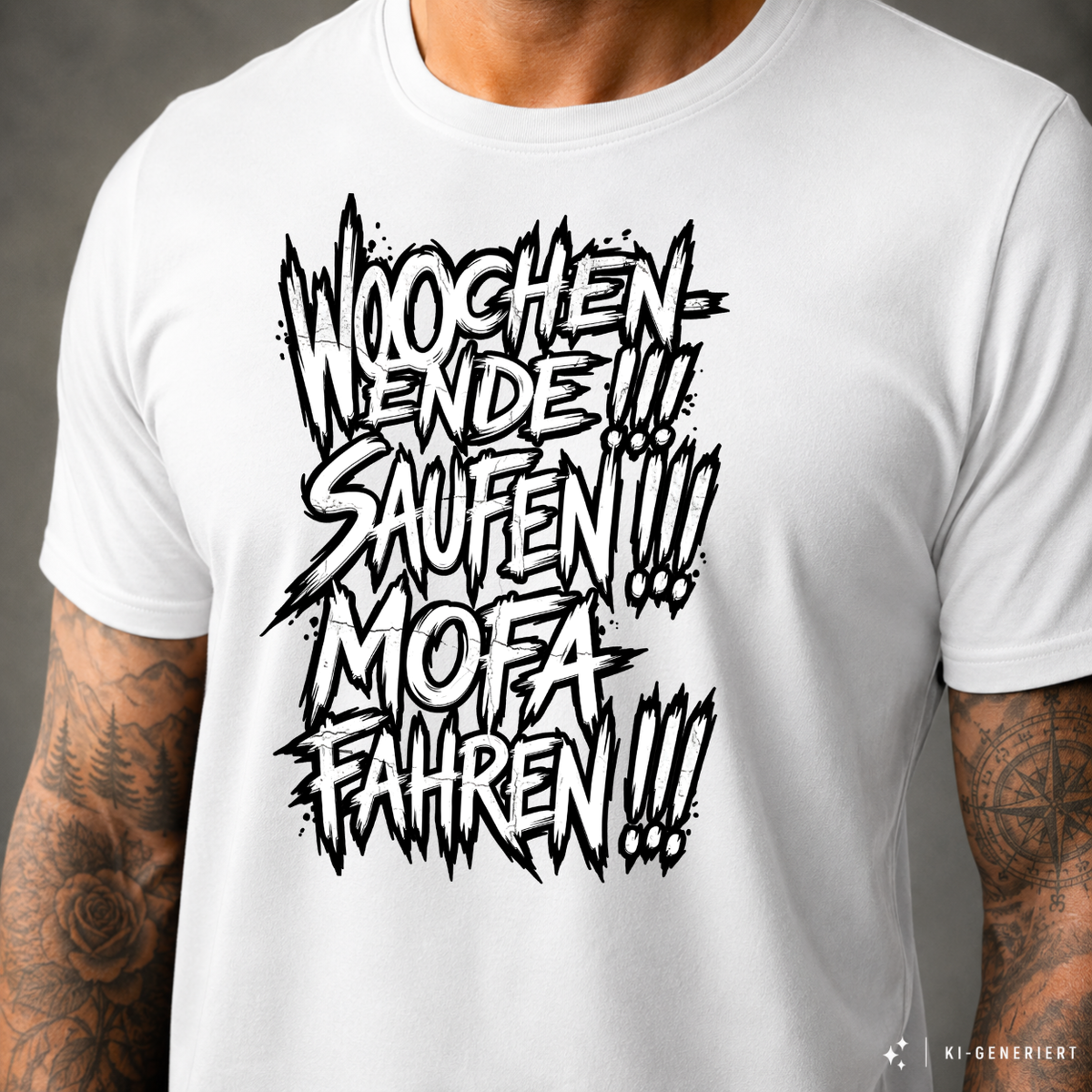 T-Shirt. Wochenende, Saufen, Mofa Fahren.