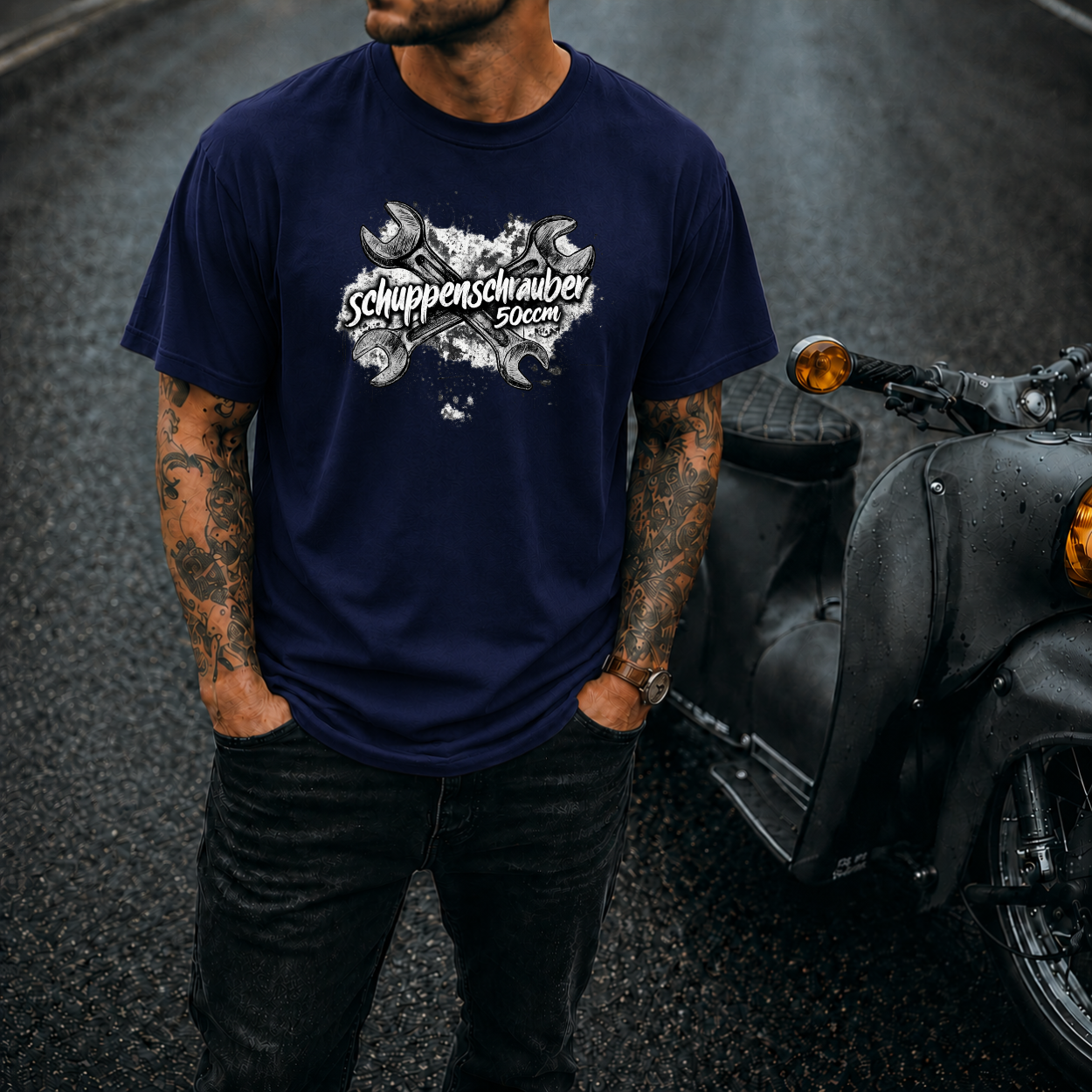 T-Shirt. Schuppenschrauber 50ccm.
