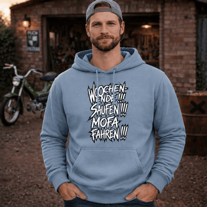 Hoodie Softstyle®. Wochenende. Saufen. Mofa fahren.