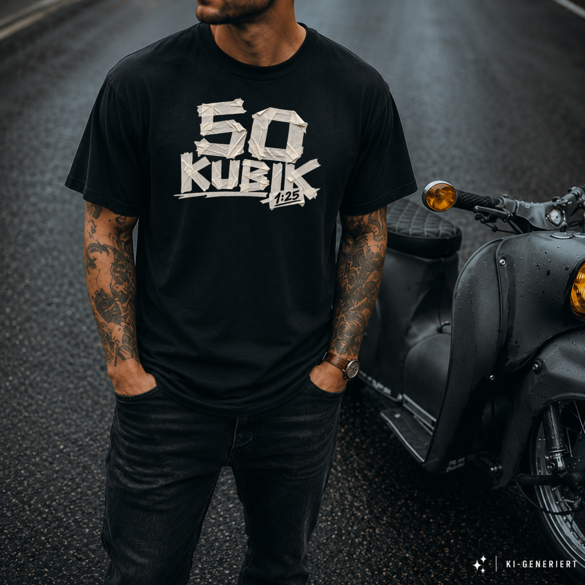 T-Shirt. 50 Kubik Klebeband 1:25.