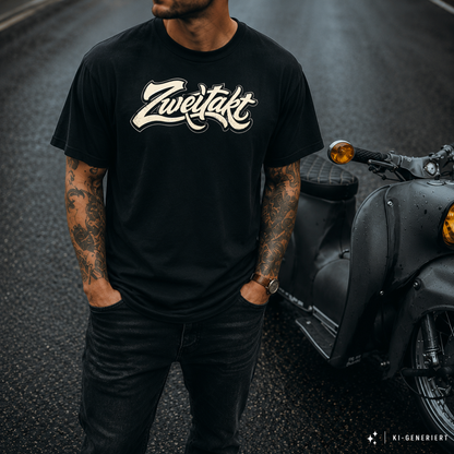 T-Shirt. Zweitakt Retro weiß.