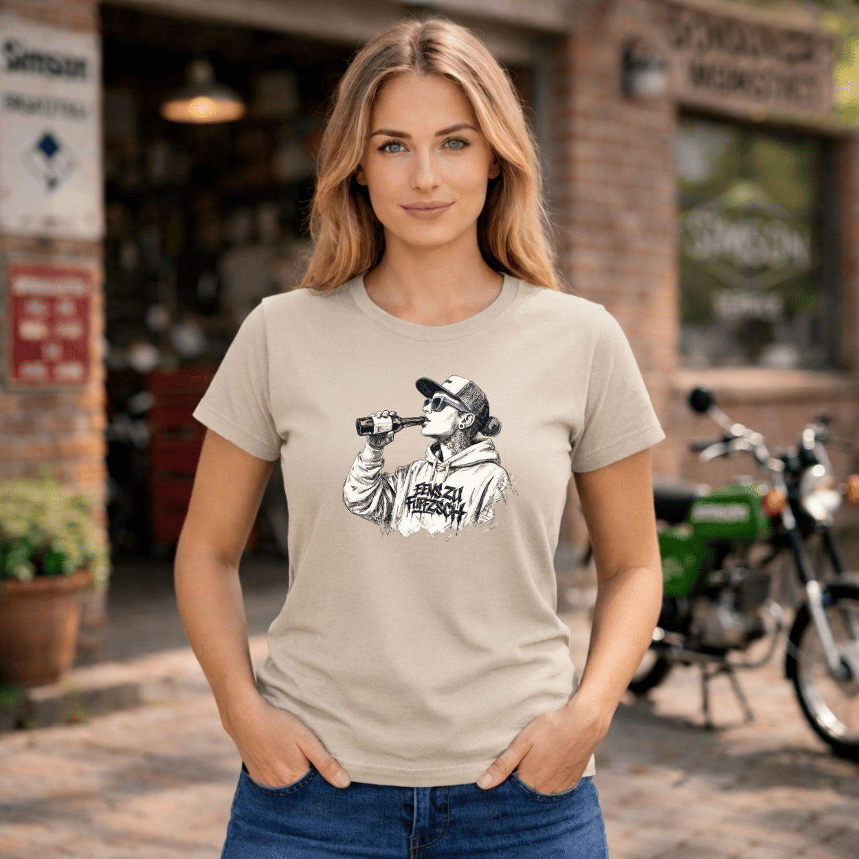 Mädels T-Shirt. Benzin im Blut.