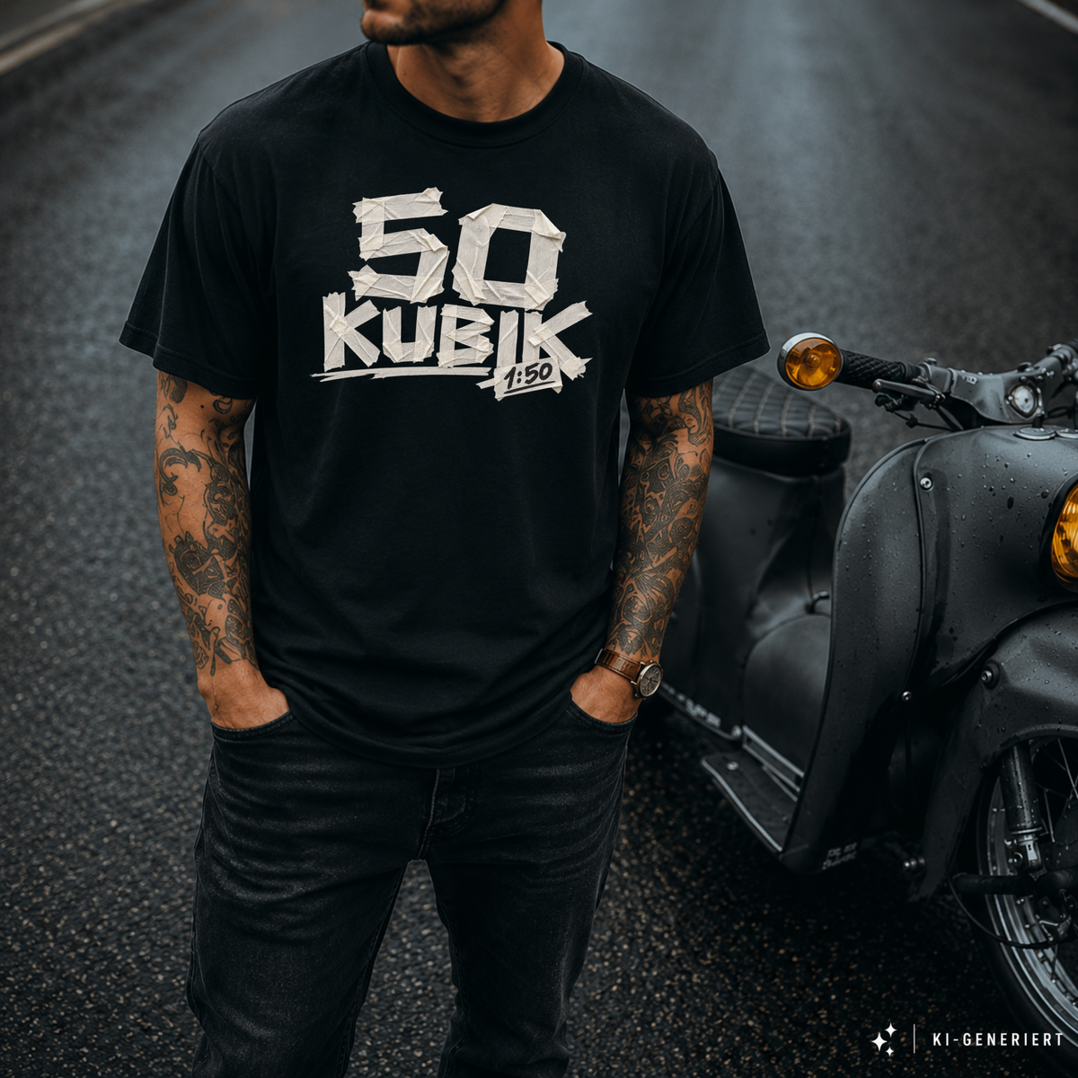 T-Shirt. 50 Kubik Klebeband.