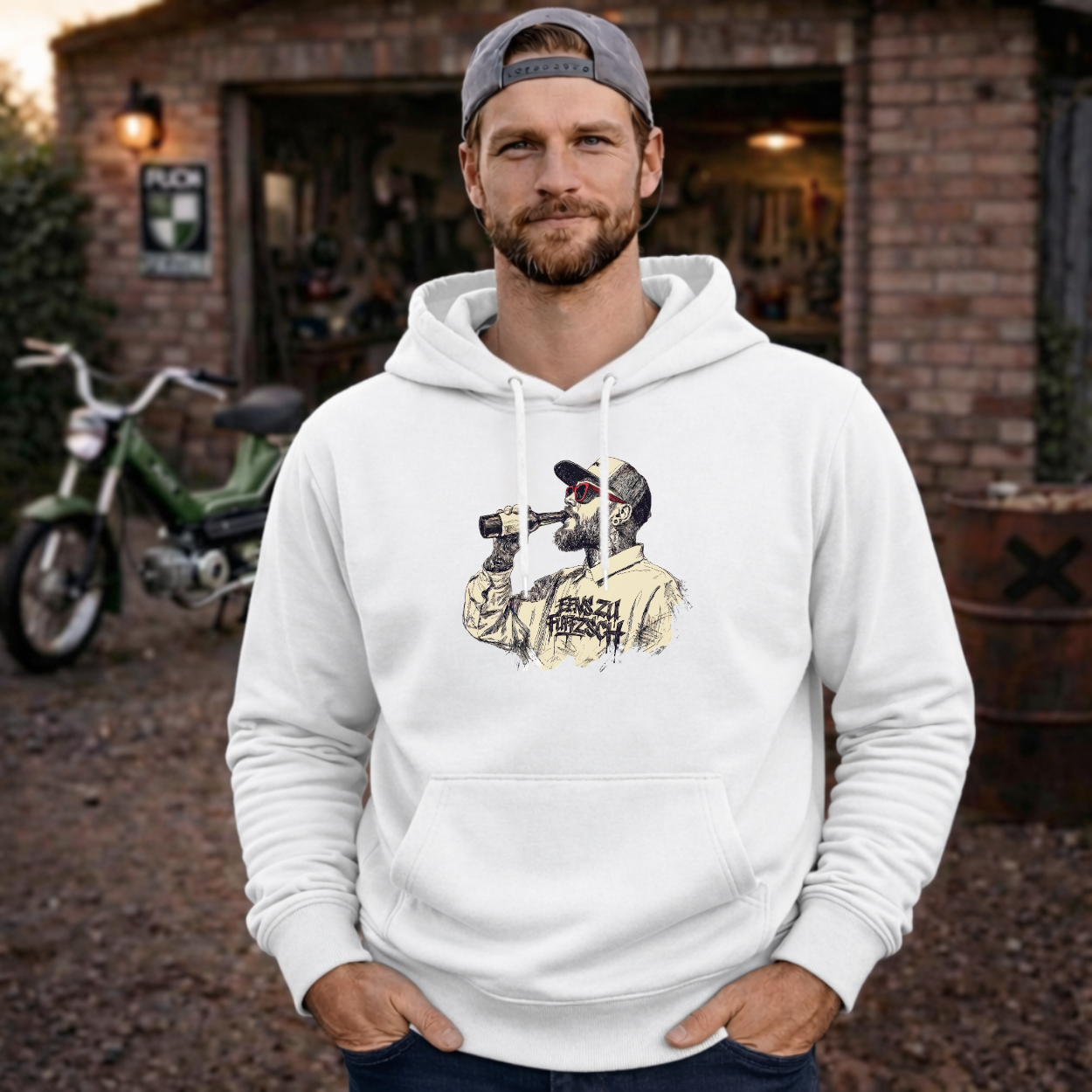 Hoodie Softstyle®. Benzin im Blut.