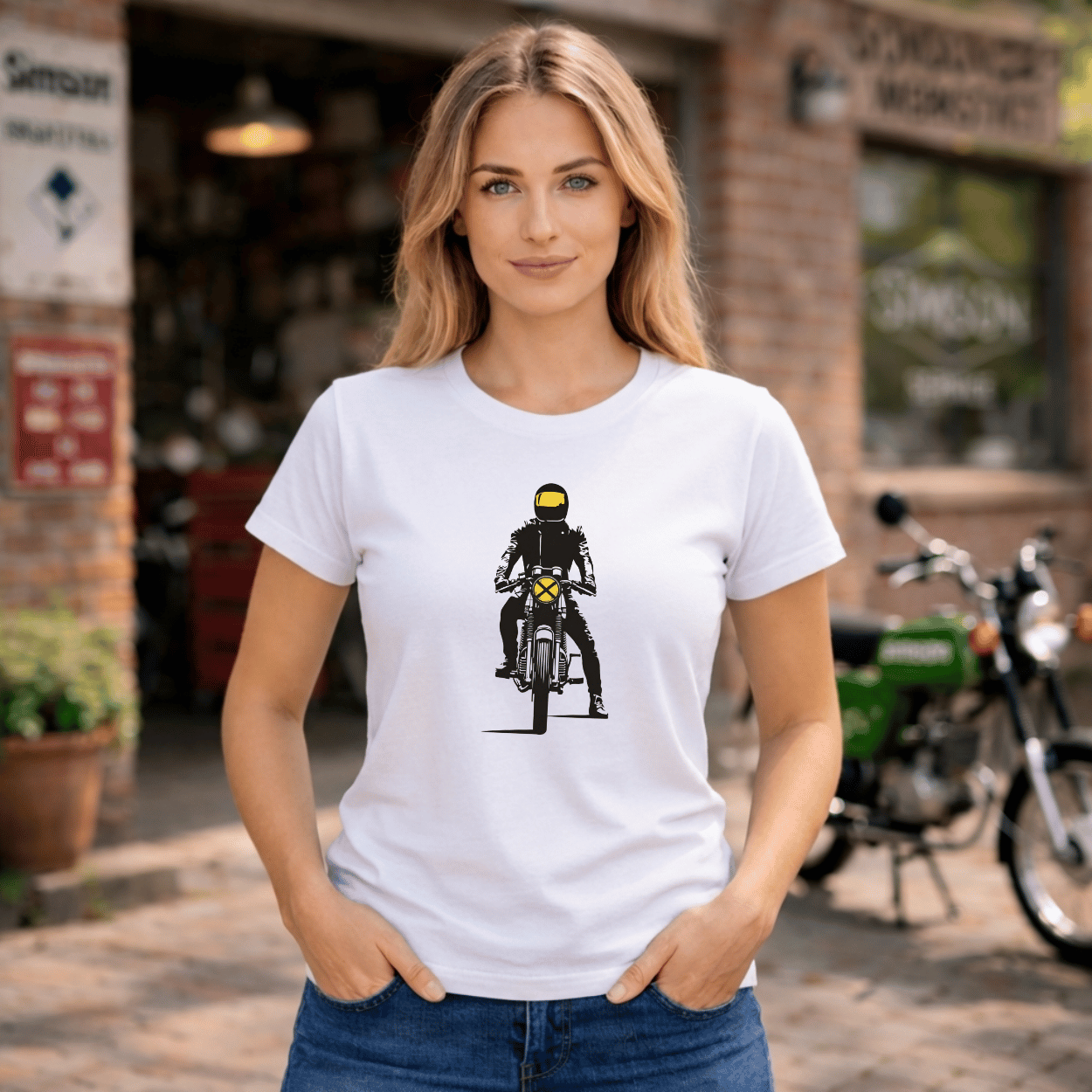 Mädels T-Shirt. Fokus auf die Straße.