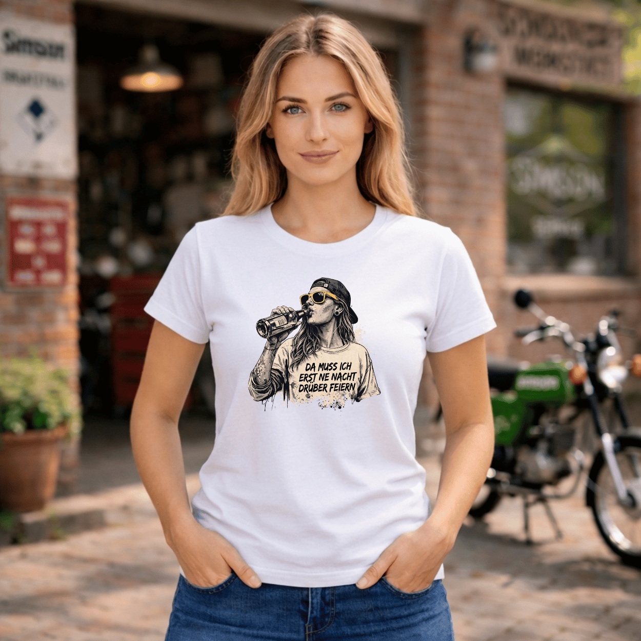Mädels T-Shirt. Da muss ich erst ne Nacht drüber feiern.