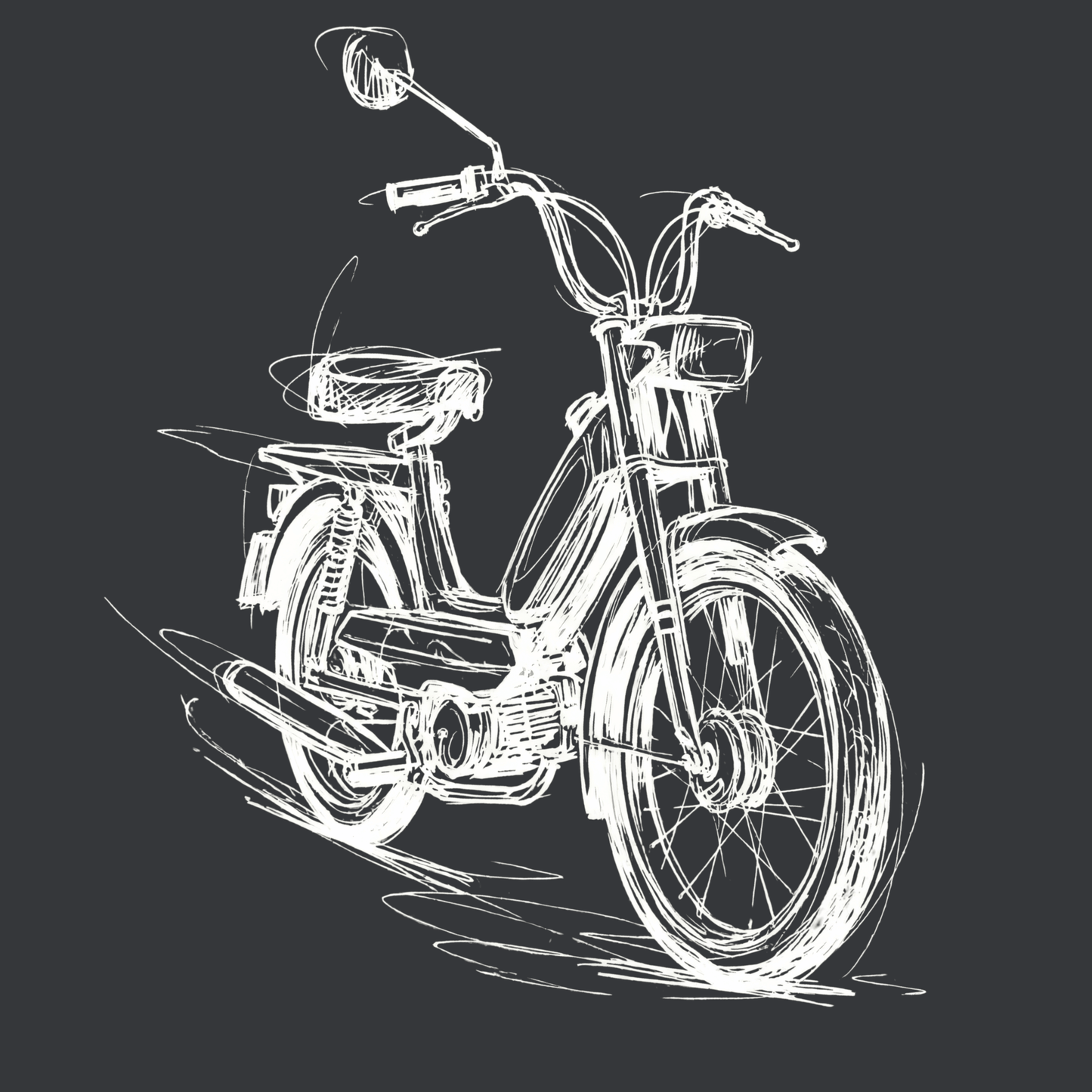 T-Shirt. Classic Moped Sketch.