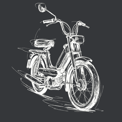 T-Shirt. Classic Moped Sketch.