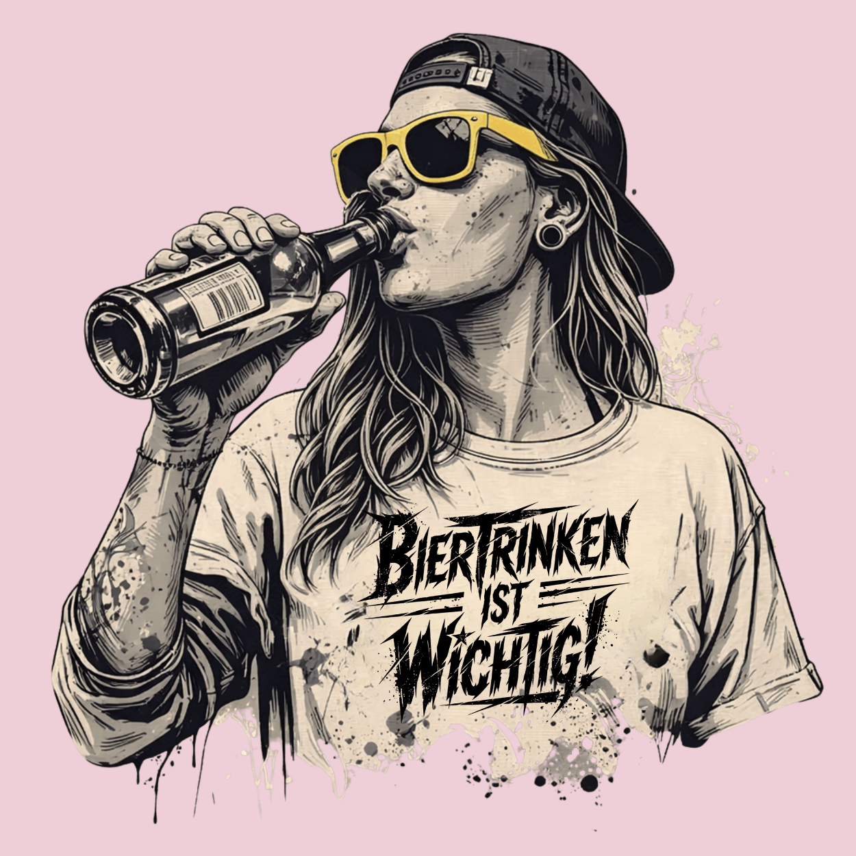 Mädels Hoodie Softstyle®. Biertrinken ist wichtig!