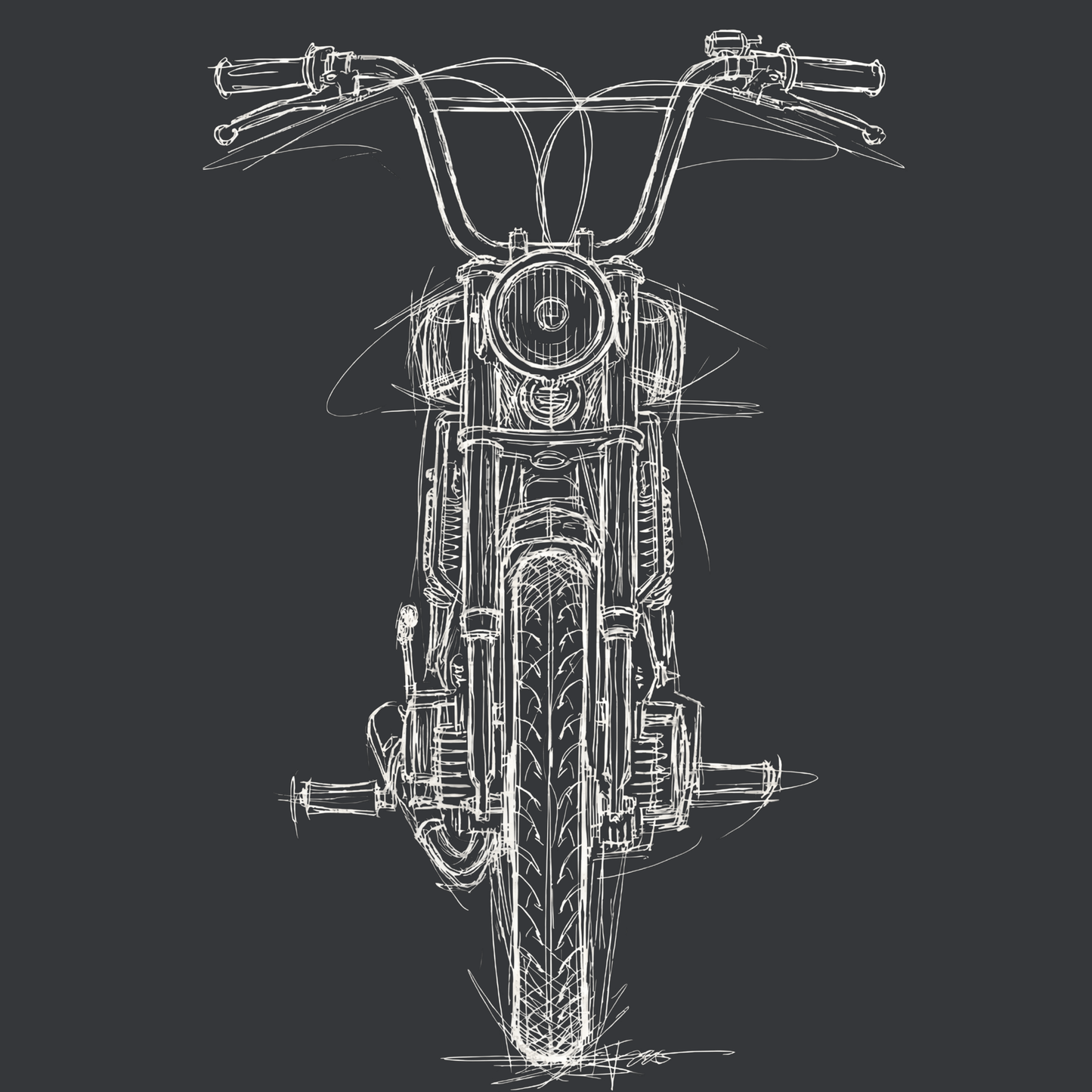 T-Shirt. Frontskizze Puch.