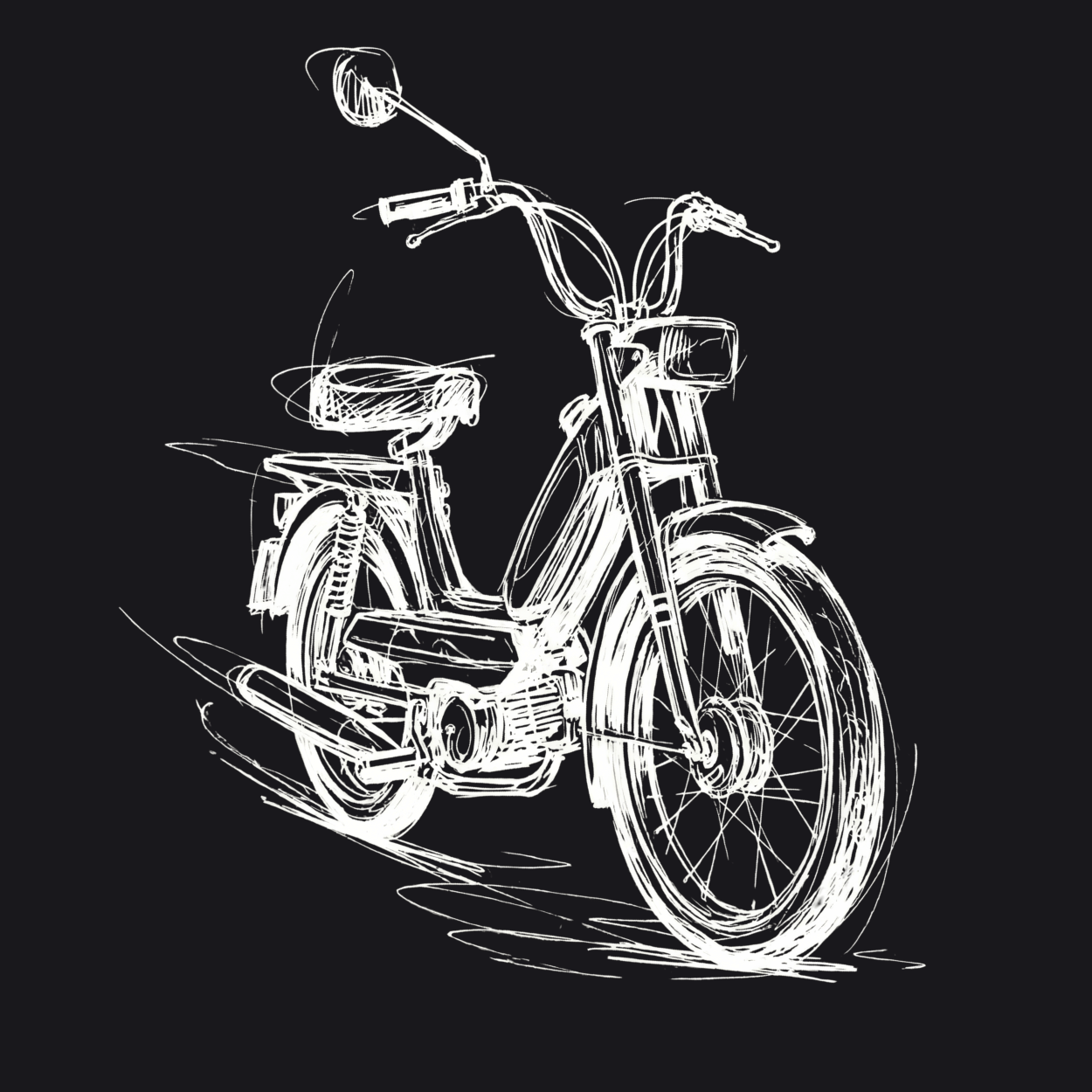 Mädels T-Shirt. Classic Moped Sketch.