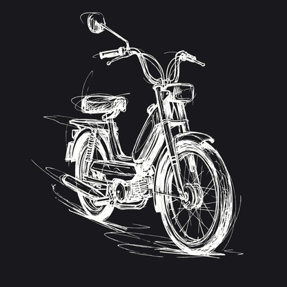 Mädels T-Shirt. Classic Moped Sketch.