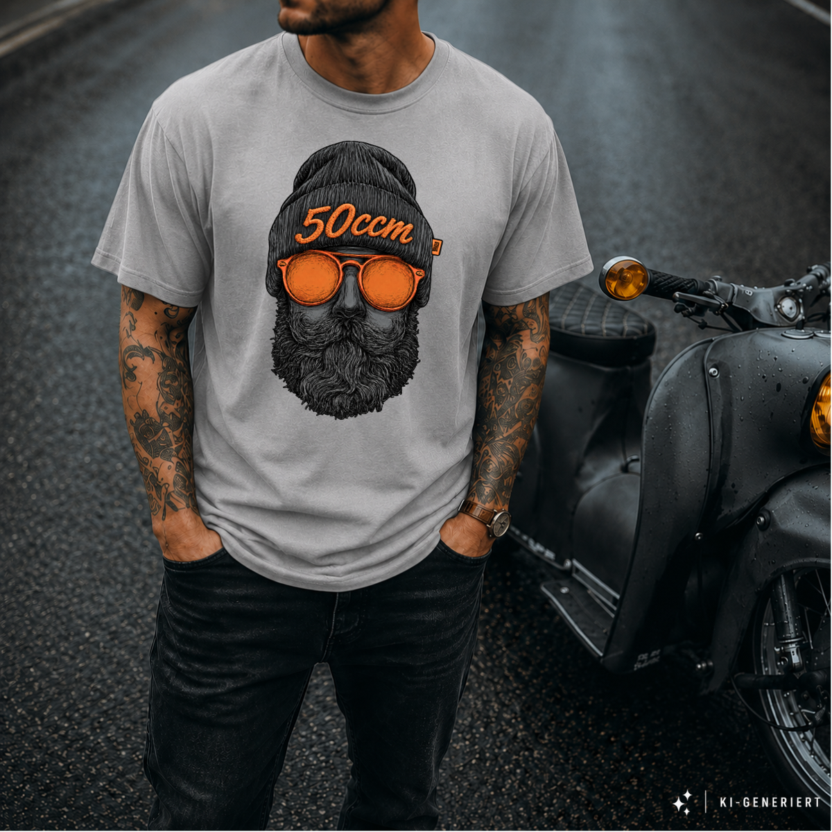 T-Shirt. Zweitakt Nomaden – Der Vagabund 50ccm.
