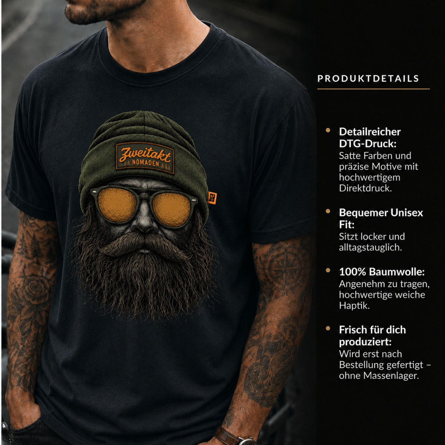 T-Shirt. Zweitakt Nomaden – Der Jäger.