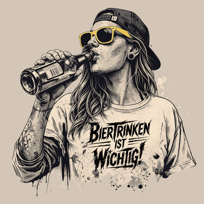 Mädels Hoodie Softstyle®. Biertrinken ist wichtig!
