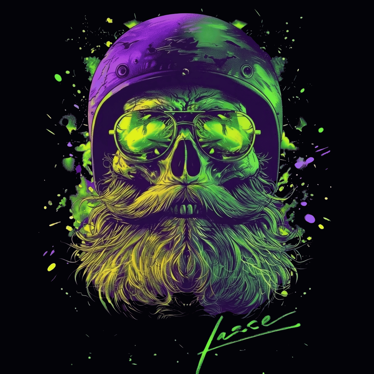 T-Shirt. Neon Skull Rider.