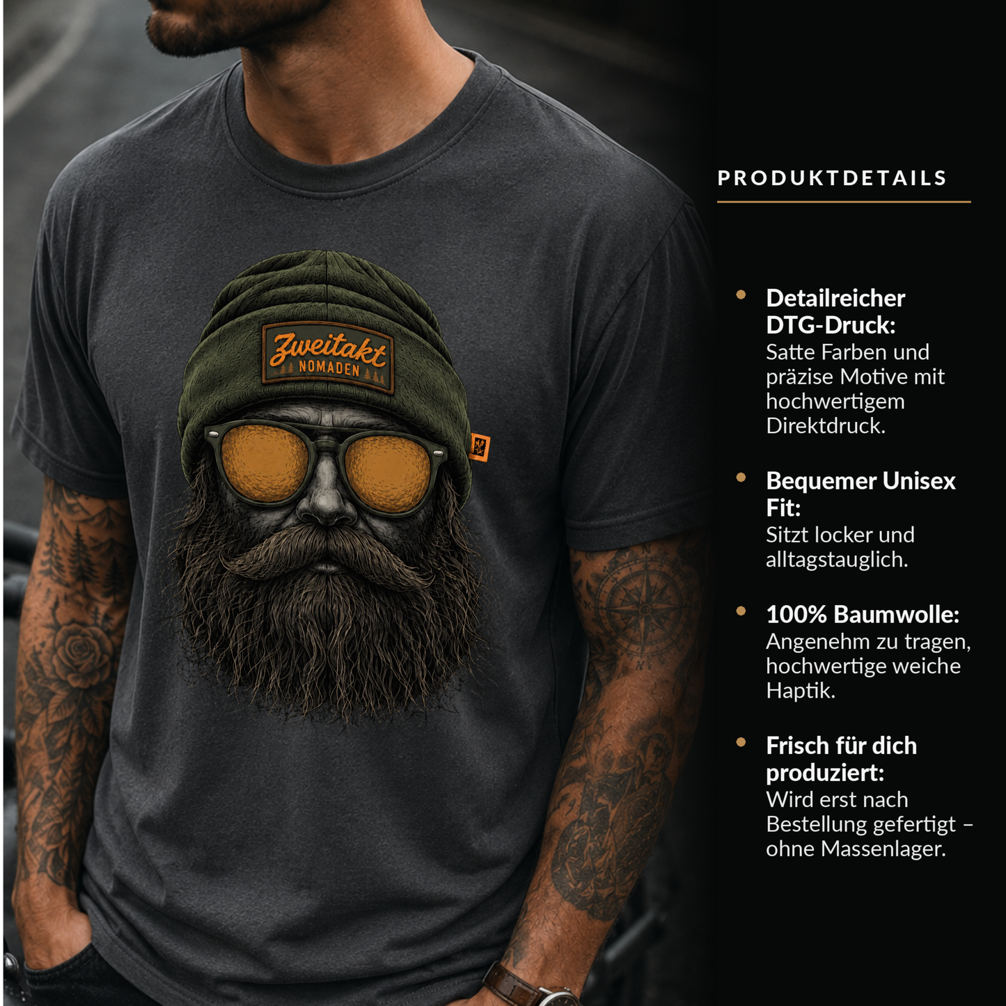 T-Shirt. Zweitakt Nomaden – Der Jäger.