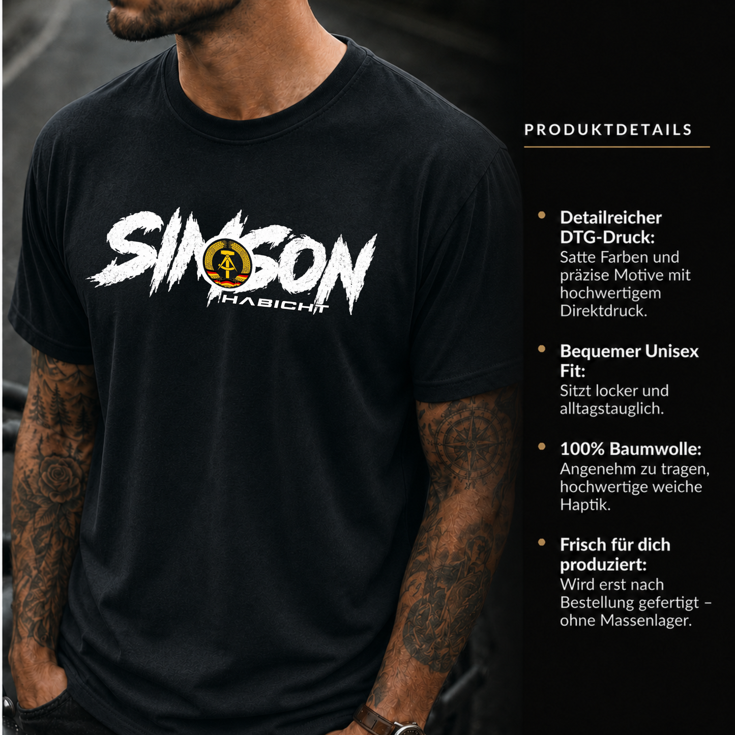 T-Shirt. Simson Habicht DDR.