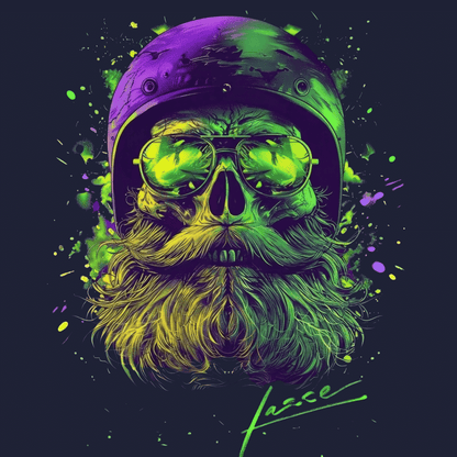 T-Shirt. Neon Skull Rider.