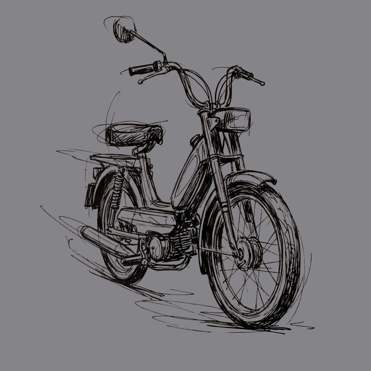 Mädels T-Shirt. Classic Moped Sketch.