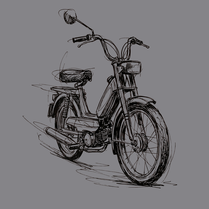 Mädels T-Shirt. Classic Moped Sketch.