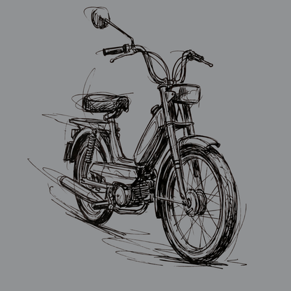 T-Shirt. Classic Moped Sketch.
