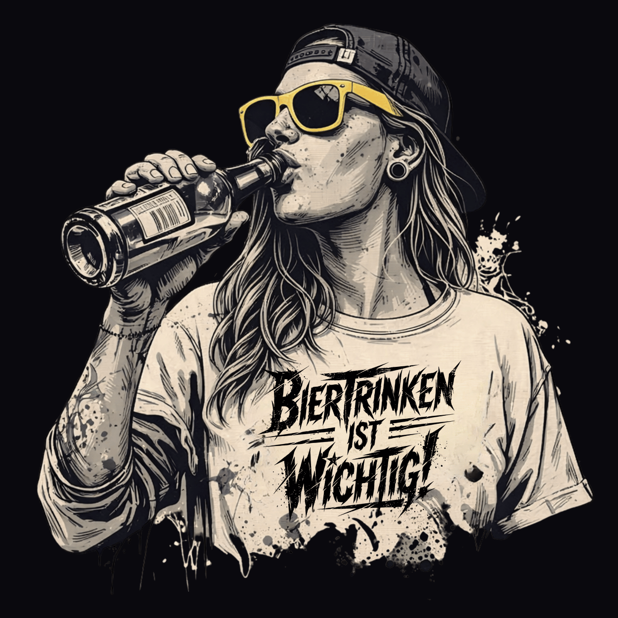 Mädels Hoodie Softstyle®. Biertrinken ist wichtig!