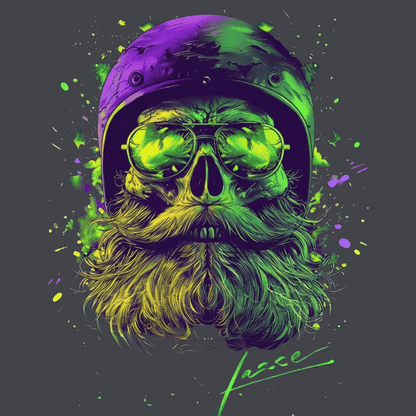 T-Shirt. Neon Skull Rider.