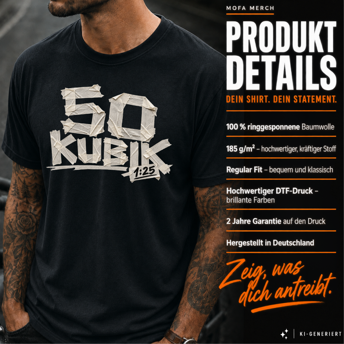 T-Shirt. 50 Kubik Klebeband 1:25.