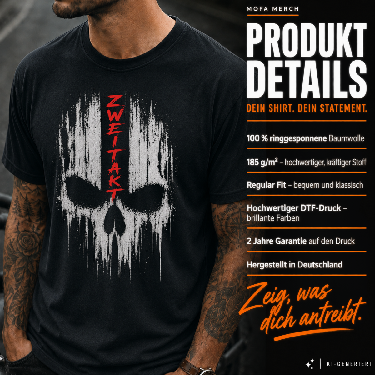 T-Shirt. Zweitakt Skull.