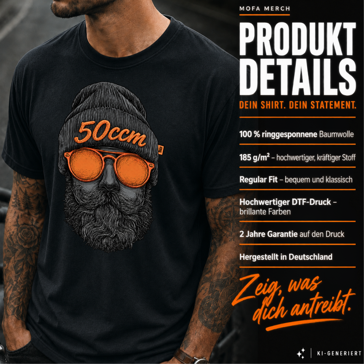 T-Shirt. Zweitakt Nomaden – Der Vagabund 50ccm.