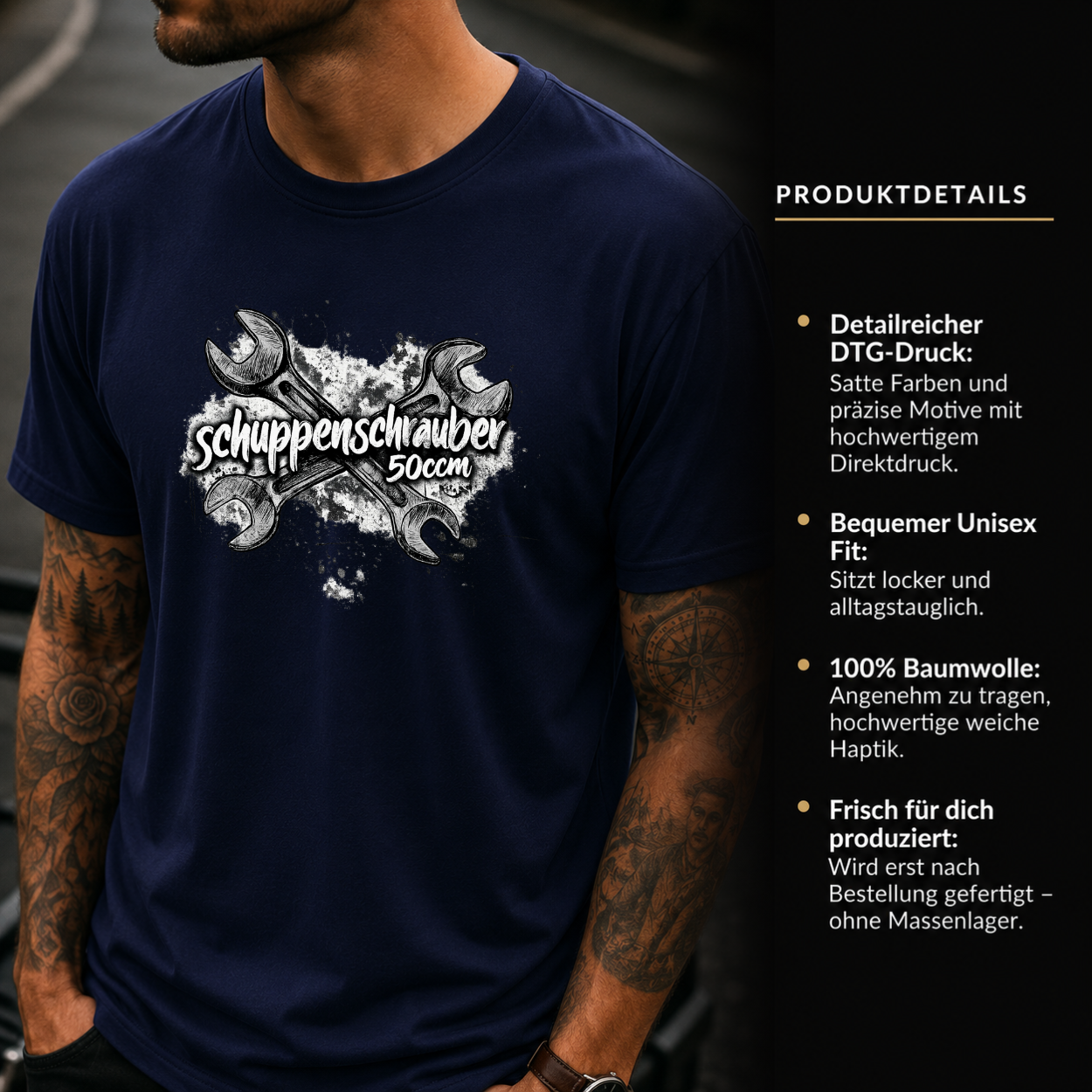 T-Shirt. Schuppenschrauber 50ccm.