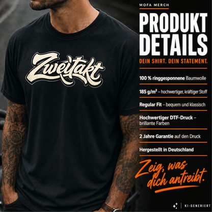 T-Shirt. Zweitakt Retro weiß.