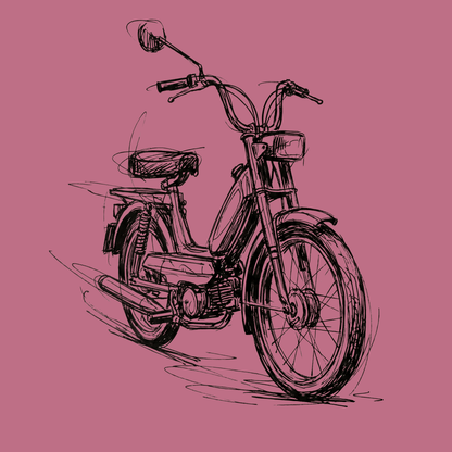 Mädels T-Shirt. Classic Moped Sketch.
