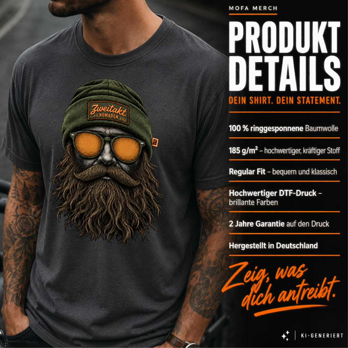 T-Shirt. Zweitakt Nomaden – Der Jäger.