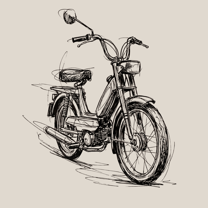 Mädels T-Shirt. Classic Moped Sketch.