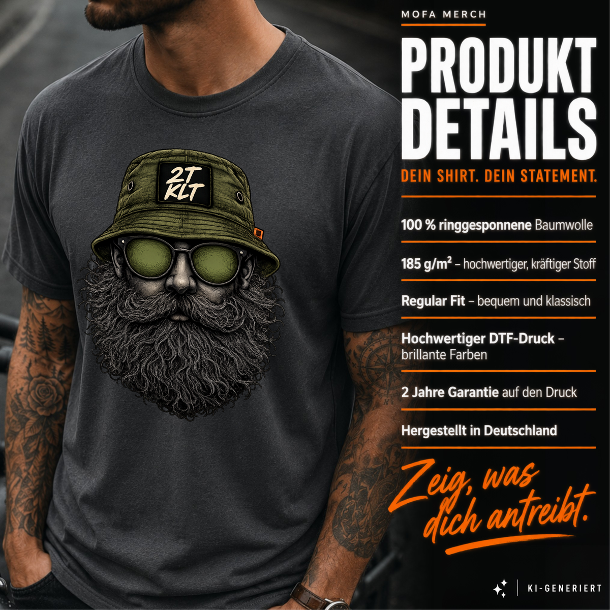 T-Shirt. Zweitakt Nomaden – Der Angler.