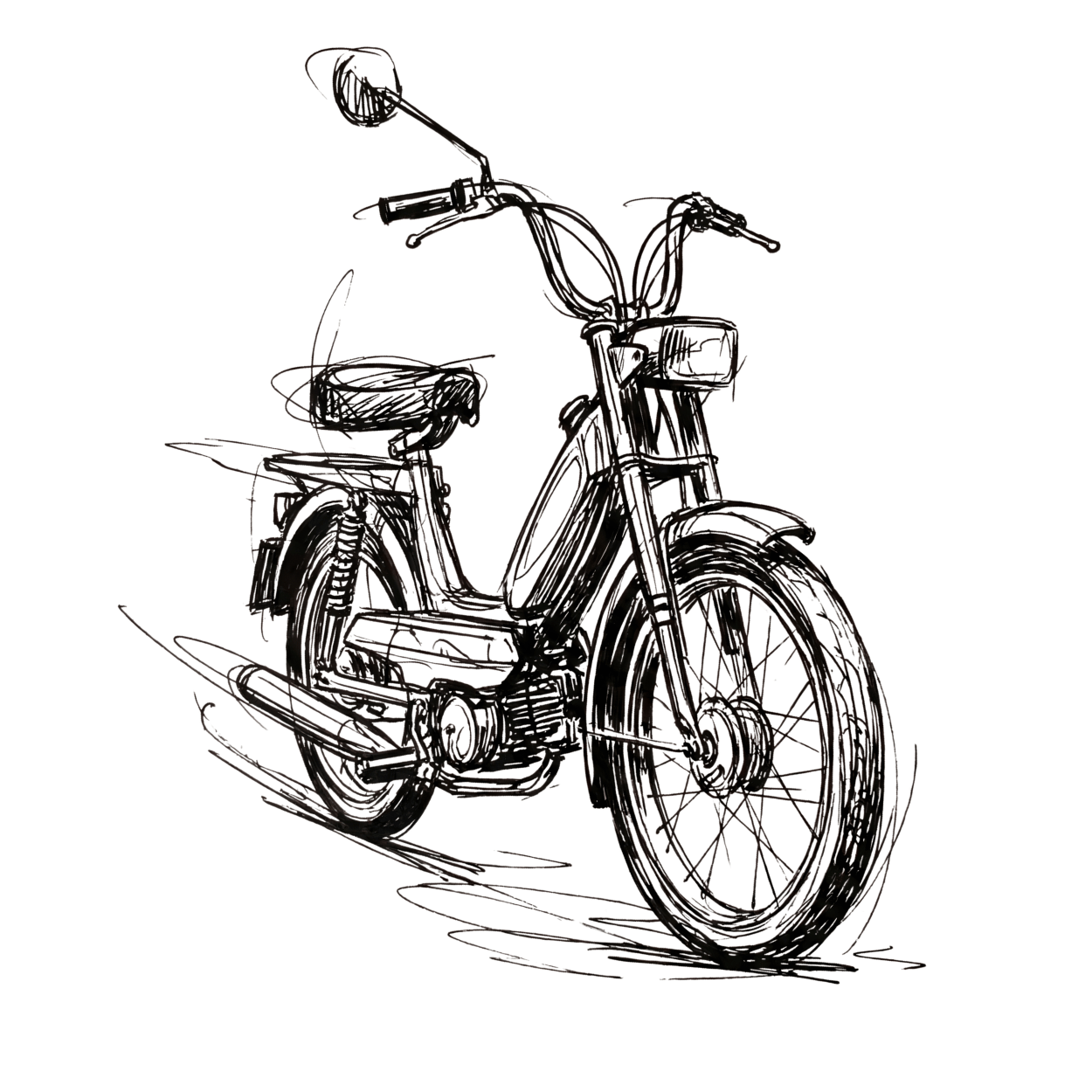 Mädels T-Shirt. Classic Moped Sketch.