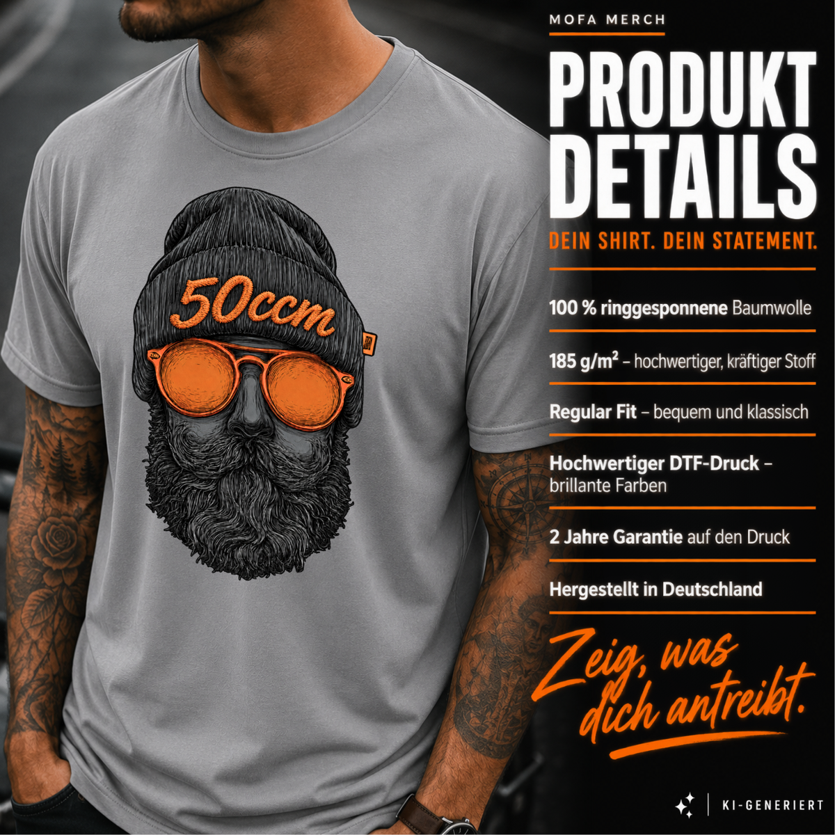 T-Shirt. Zweitakt Nomaden – Der Vagabund 50ccm.