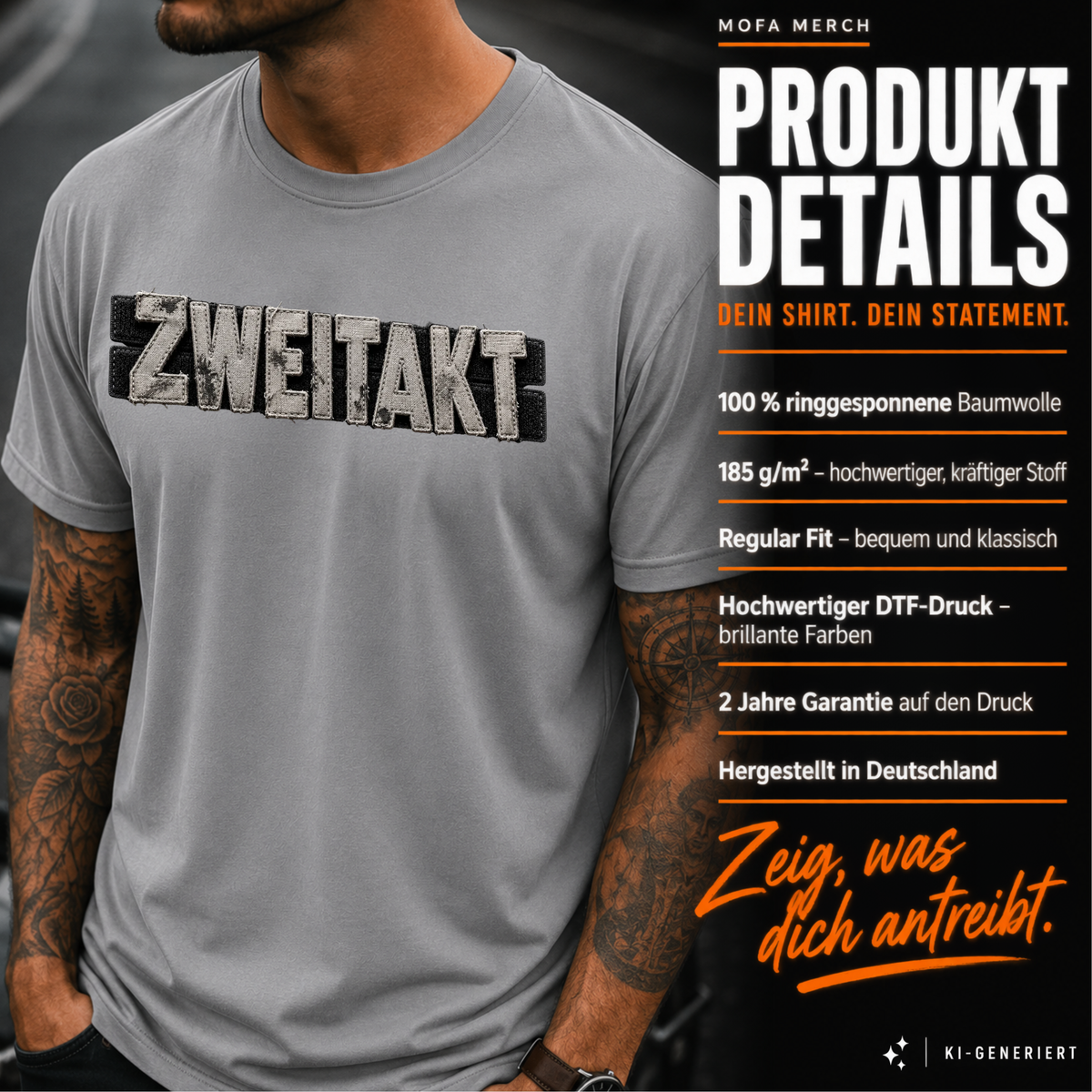 T-Shirt. Zweitakt Patch.