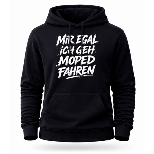 Mädels Hoodie Softstyle®. Mir egal, ich geh Moped fahren.