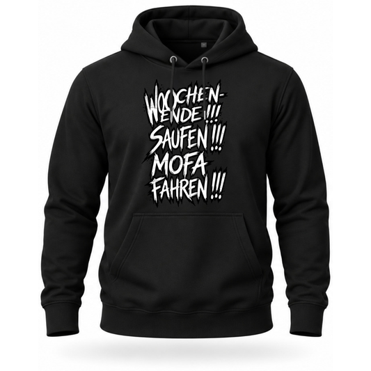 Hoodie Softstyle®. Wochenende. Saufen. Mofa fahren.