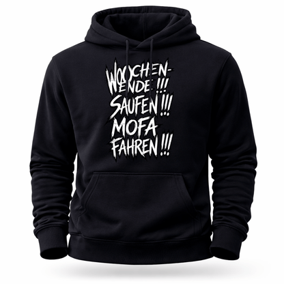 Hoodie Softstyle®. Wochenende. Saufen. Mofa fahren.