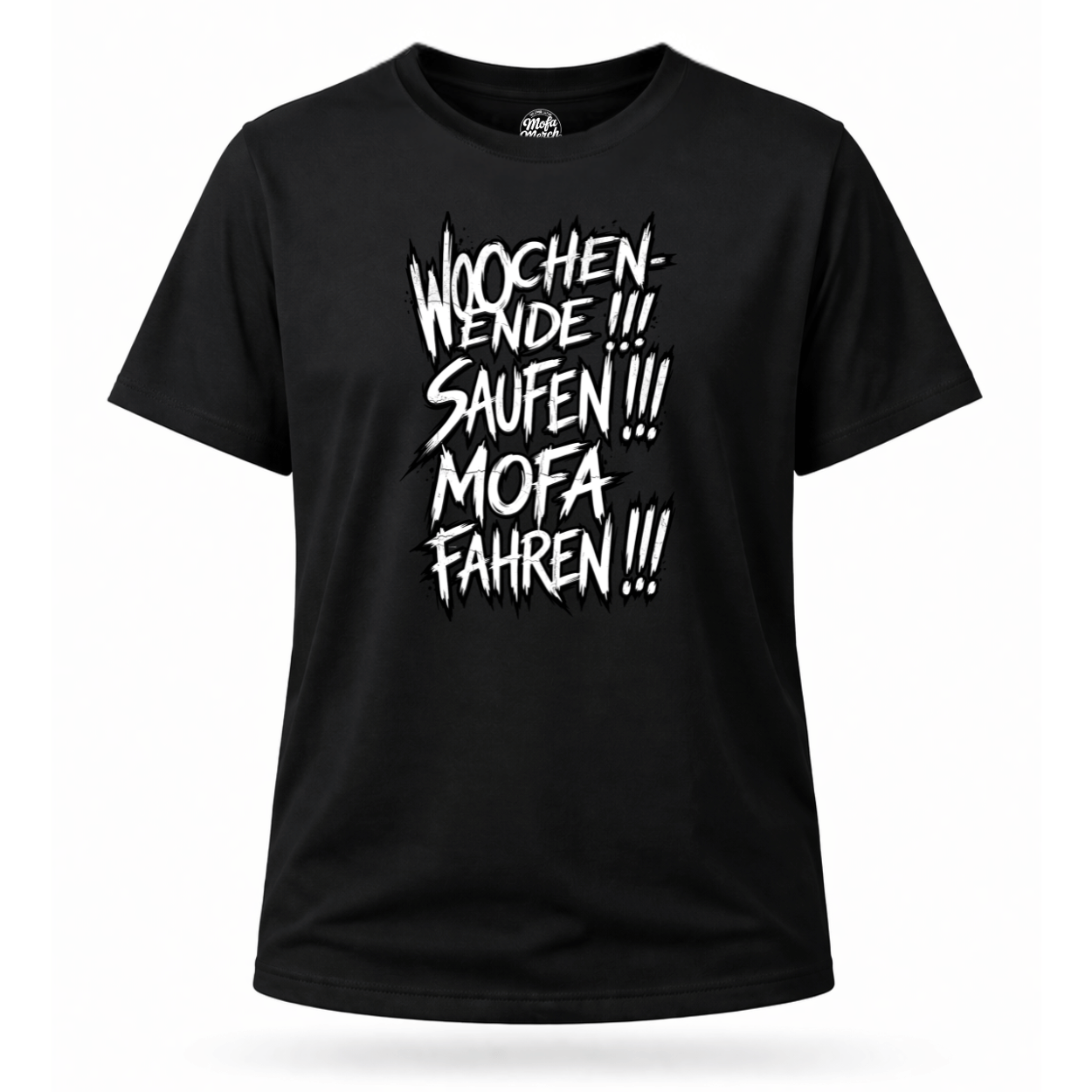 Mädels T-Shirt. Wochenende, Saufen, Mofa Fahren.