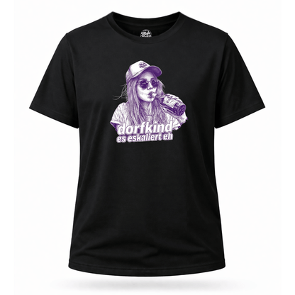 Mädels T-Shirt. Dorfkind – es eskalierte eh.